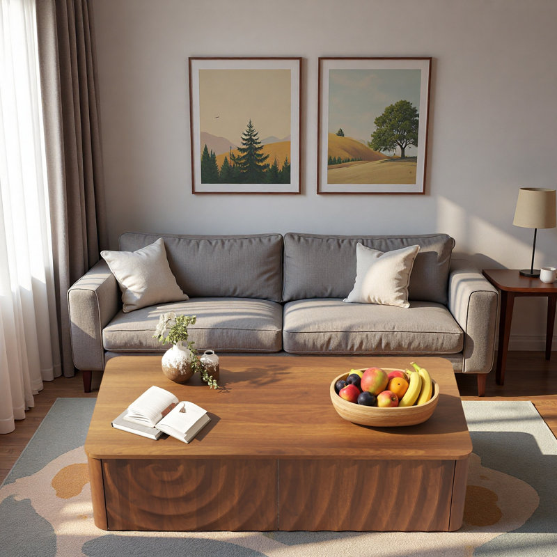 Table basse 2 tiroirs Modern, Brun