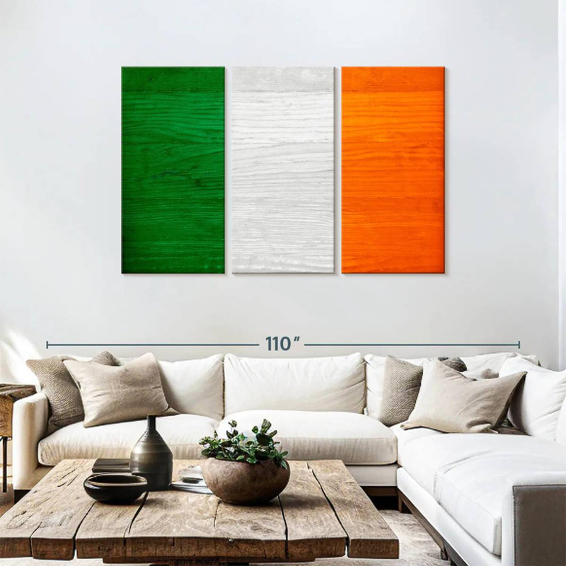 Bois de Borges, drapeau de l'Irlande, H 48 po x l 74 po