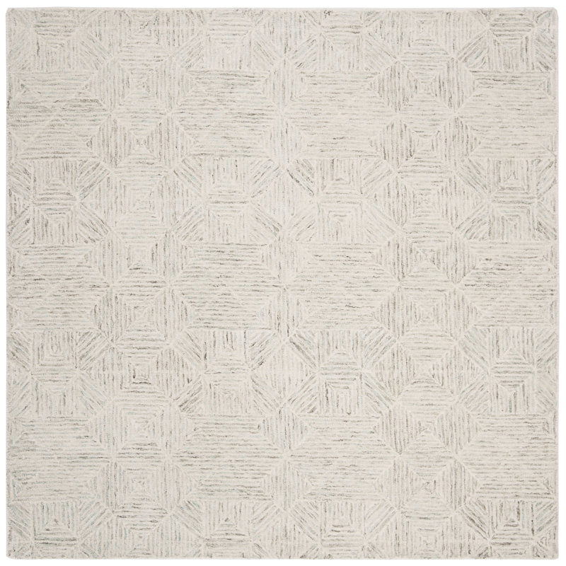 Linsly Hand Tufted Geometric Indoor Rug, Square 6'