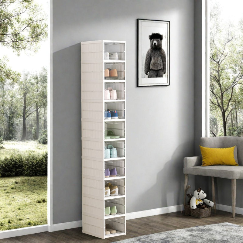 -Tier Shoe Storage, Foldable Plastic Organizer, Modern Space-Saving Home