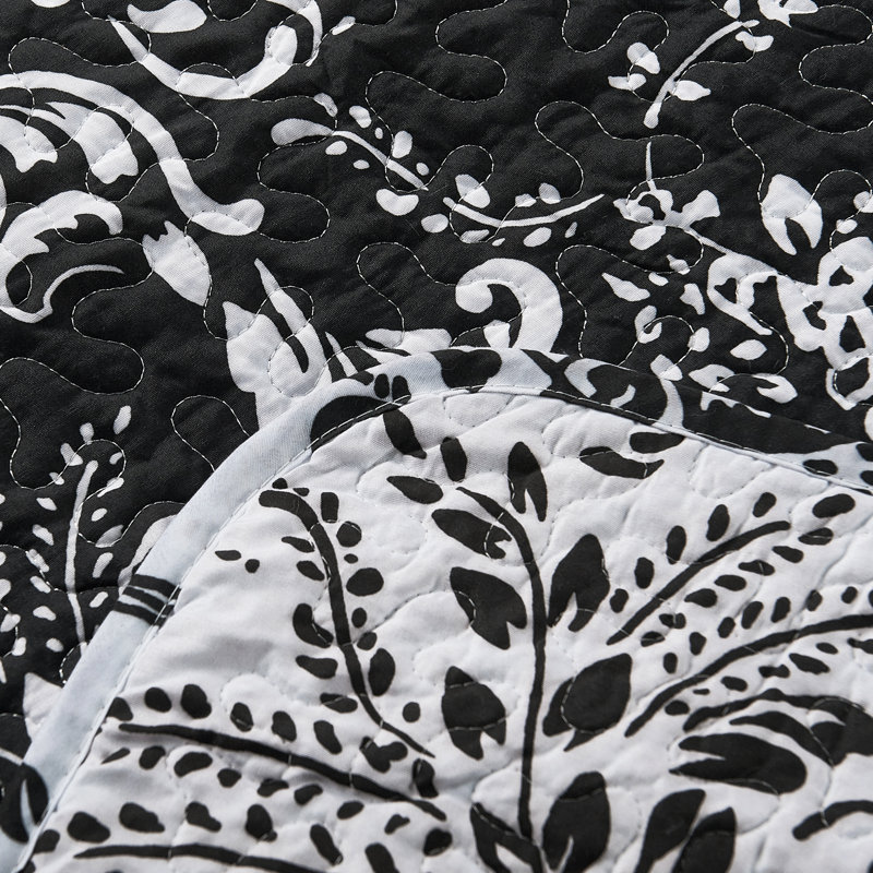 Ensemble courtepointe en microfibre imprimée de cinq articles LA Boheme, Noir