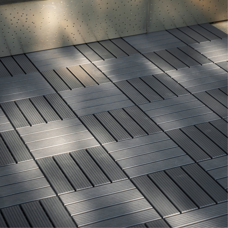 Plastic Interlocking Deck Tiles, Gray