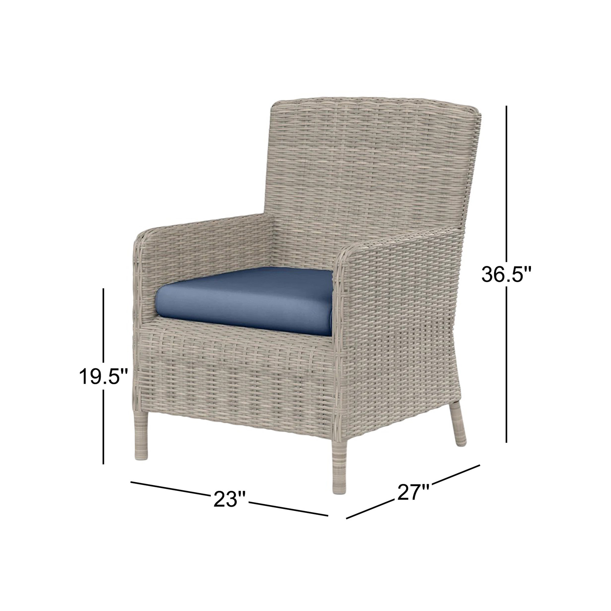 Manhattan Premium All-Weather Wicker Outdoor Dining Armchair with Cushion, Spectrum Indigo Sunbrella®