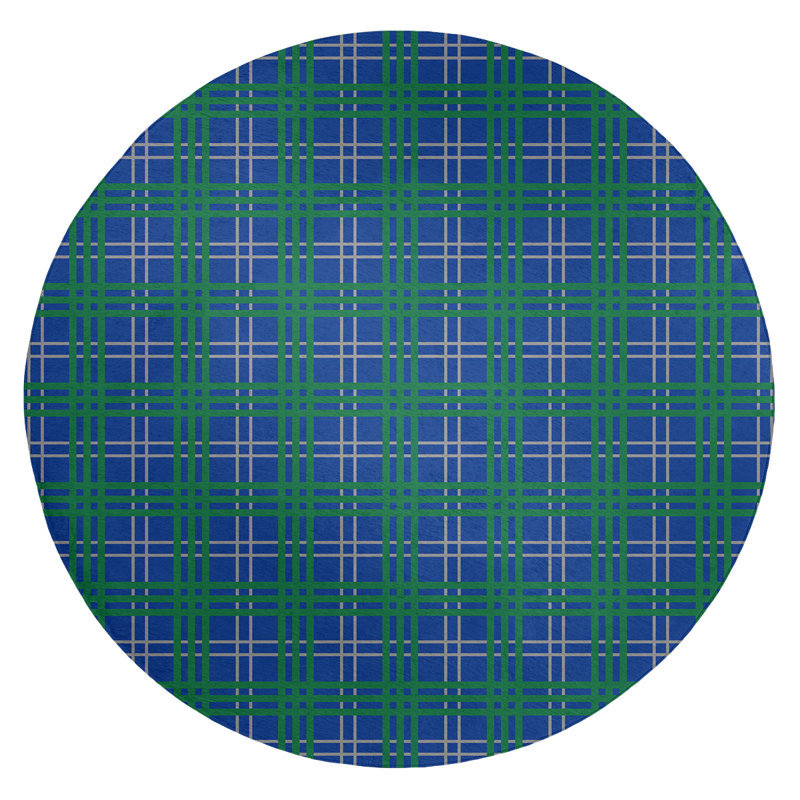 Plaid Indoor Rug, Round 5'