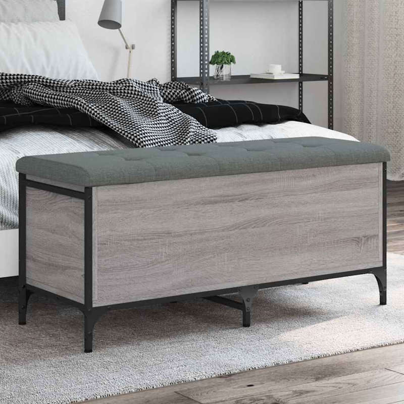 Upholstered Engineered Wood Bench, Grey Sonoma