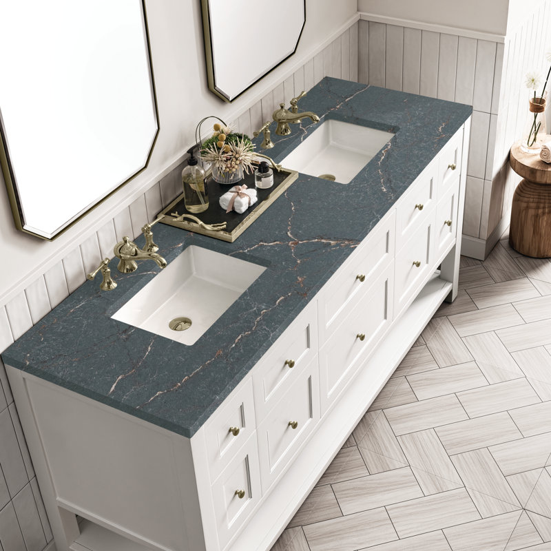 Breckenridge 72'' W Double Vanity, Parisien Bleu, Bright White, 8" Widespread