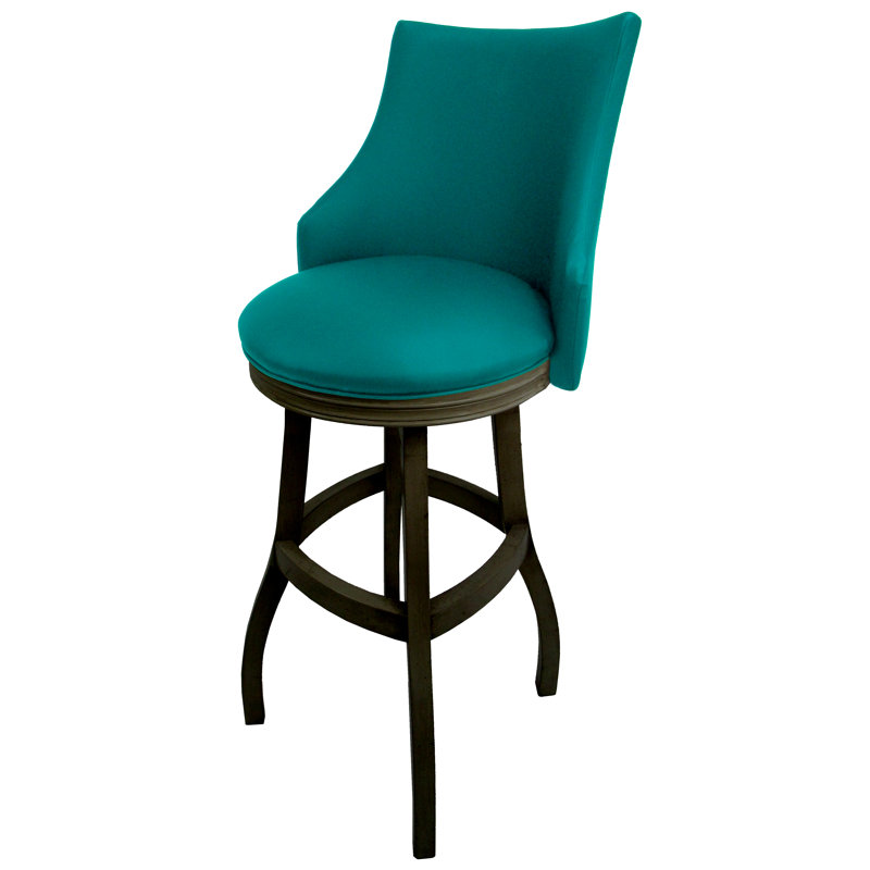 Tabouret pivotant en bois Ridfortore, Noir, Bleu sarcelle, Tabouret de bar (hauteur du siège 34 po)