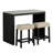 Transitional Bar Table Set With Upholstered Tufted Stools,Set Of 3