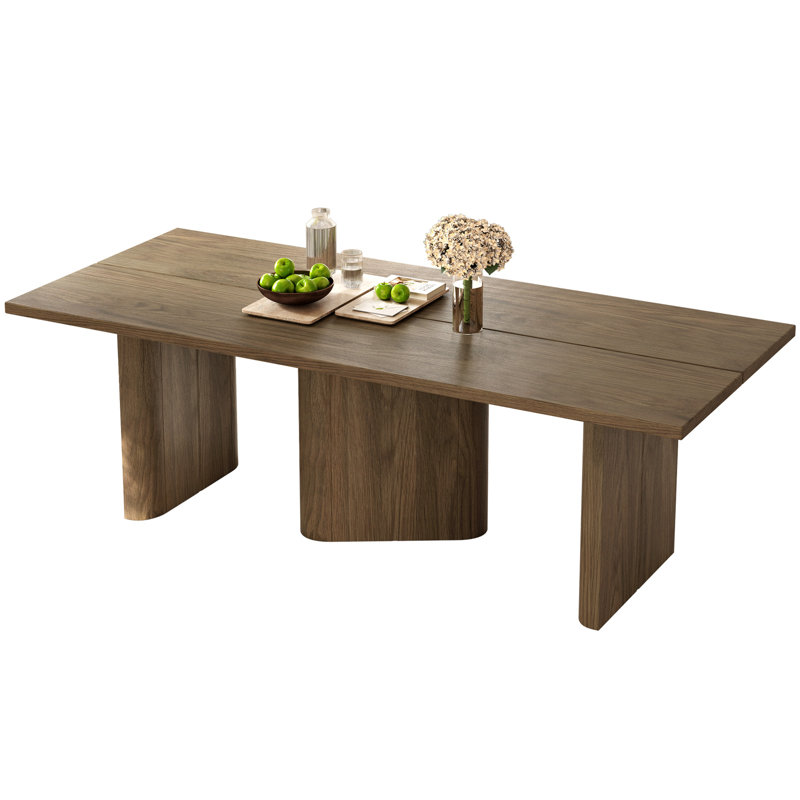 85.03" Rectangular Brown Dining Table,Modern Farmhouse Large  Kitchen Table for Kitchen, Bar, Living Room