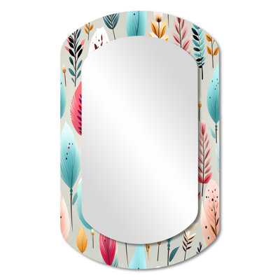 Motif de fougères pastel bohémien I - formes asymétriques florales - grand miroir mural traditionnel