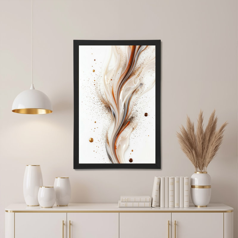 Art mural sur toile crème et cuivre, 18"H x 12"W