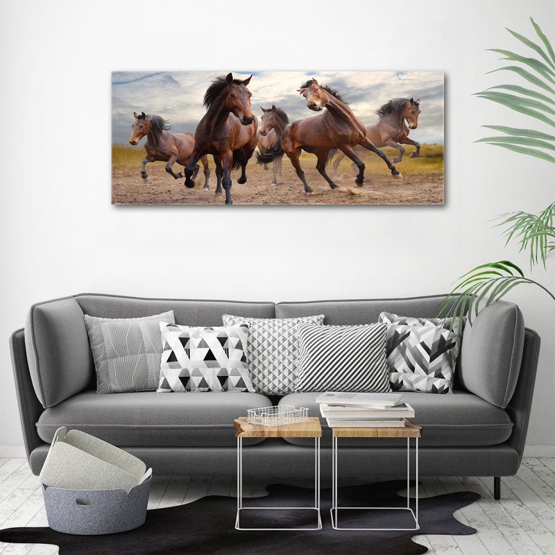 Five Horses - Print, Canvas, 50cm H x 125cm W x 2cm D