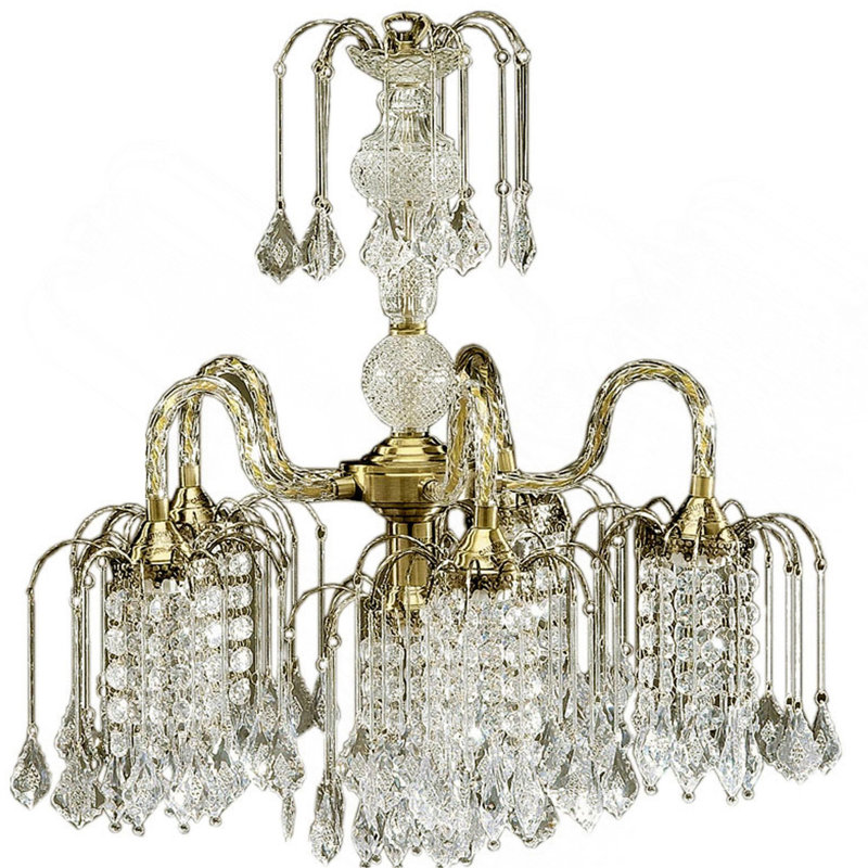 Lustre en métal de 25 po de hauteur avec finition laiton antique et accents de cristal, Gris