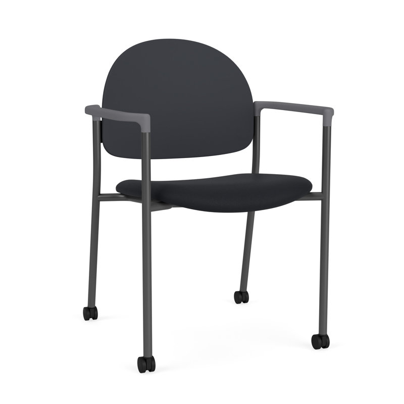 Chaise d'invité à chat avec roulettes, Gris anthracite, Modène noir / onyx noir polyester