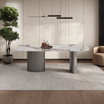 Plateau de table en marbre de luxe avec acier inoxydable