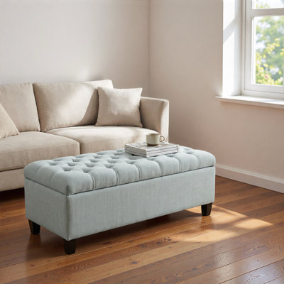50.25" Storage Ottoman Bench - Baby Blue Storage Bench End Of Bed With Safety Hinges, Footrest Stool For Living, Dining Room, Entryway And Hallway