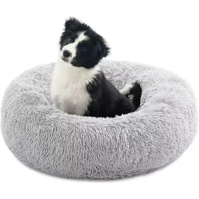 Lit pour chien pour petits chiens de taille moyenne, lit pour chien apaisant, lit douillet et rond lavable pour chiot et chaton avec fond antidérapant