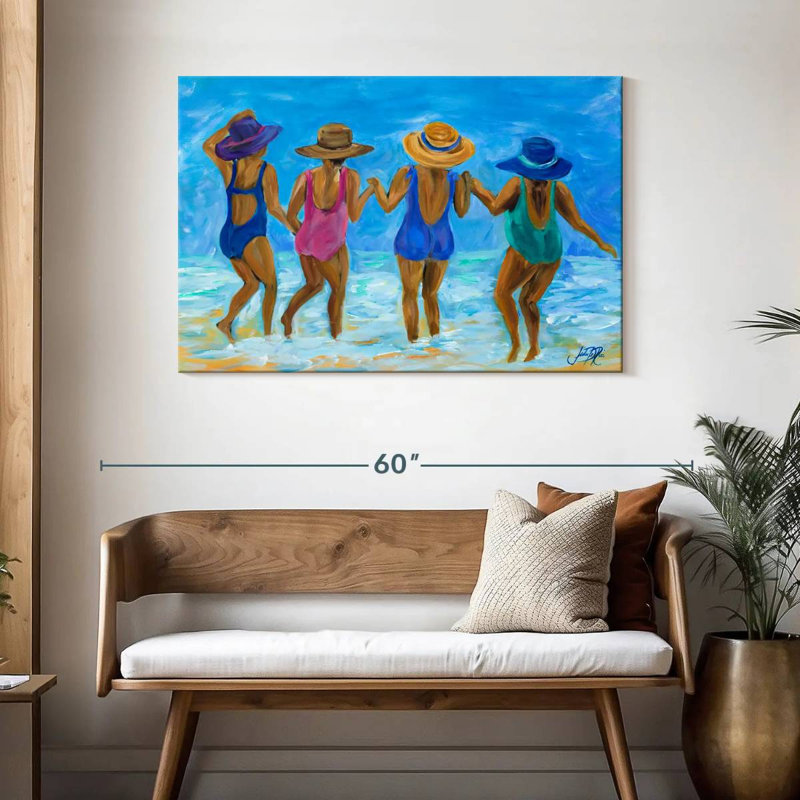 Mesdames Leisha sur la plage I, H 30 po x l 45 po