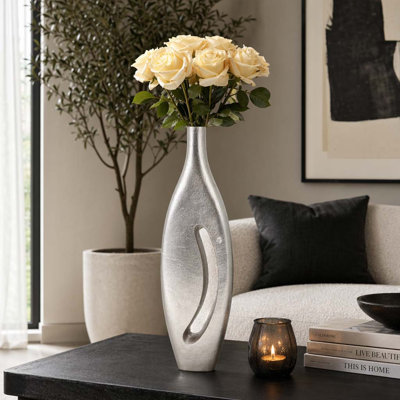 Modern Sculptural Aluminum Decorative Vase with Abstract Geometric Silhouette for Contemporary Home Decor - 20"