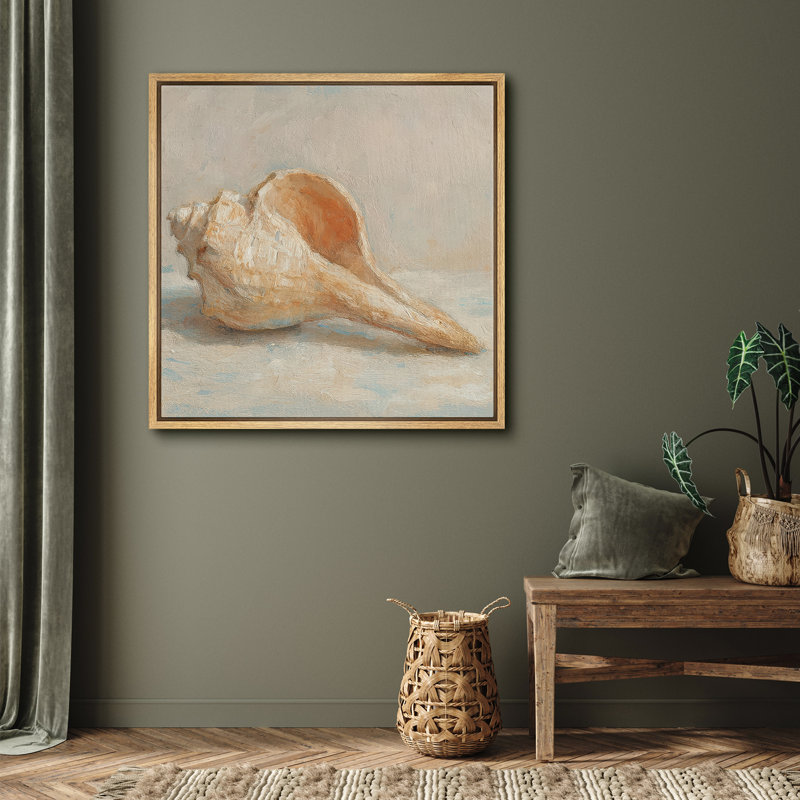 «Minimal Coastal Seashell Still Life Soft Neutral Tones», reproduction d'art sur toile encadrée, H 24 po x l 24 po x P 1,5 po