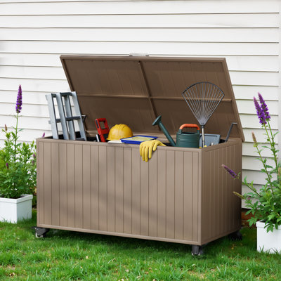 150 Gallon Storage Box All-Weather Outdoor Deck Box with Wheels
