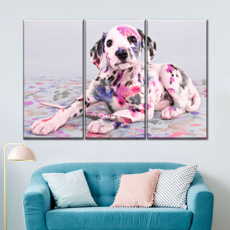 Naughty Dalmatian - Ensemble de 3 toiles tendues, H 42 po x l 65 po x P 1,25 po