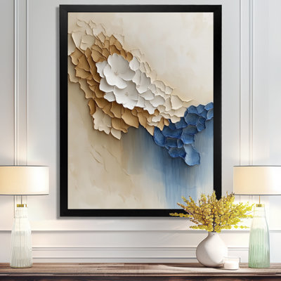Dérive de fleurs en plâtre - Impression sur toile encadrée à motif floral beige