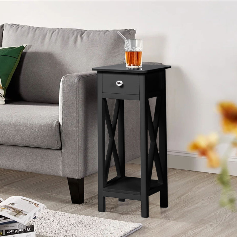 Drusilla 27cm W Bedside Table, Black