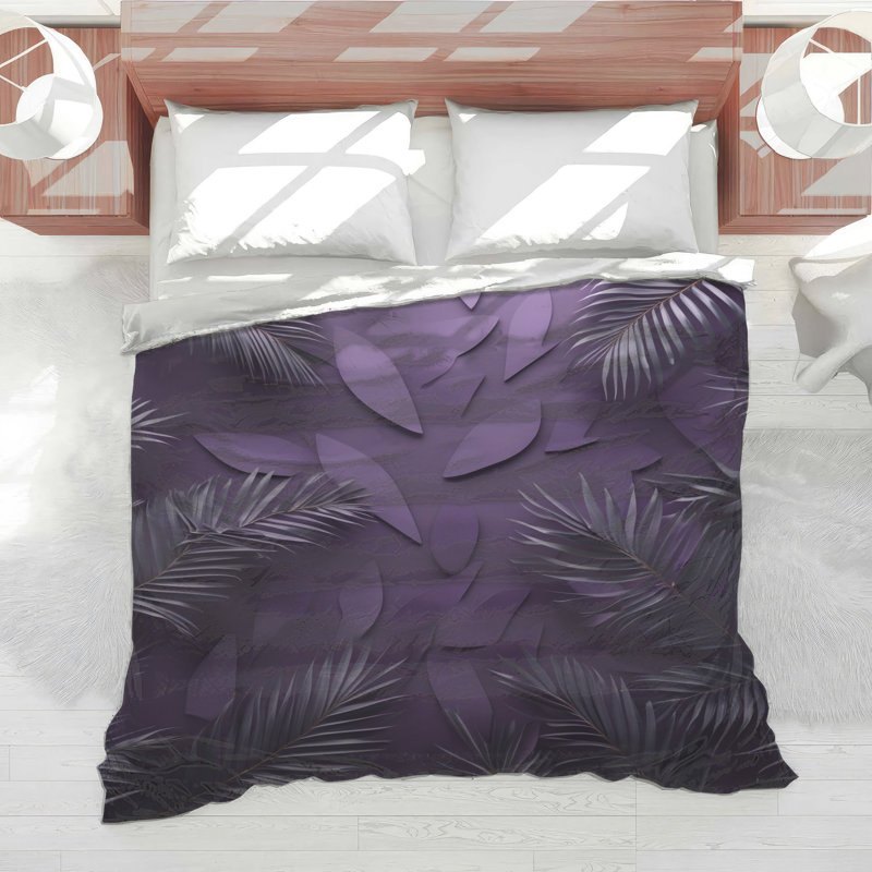 Purple Palm Leaves Comforter, Twin