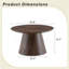 Table basse circulaire en panneau de fibres à densité moyenne en bois de noyer - diamètre 23,6 pouces, hauteur 13,7 pouces en placage de grain de bois de noyer, texture exquise, ajustement flexible au plateau de table circulaire.-130132632-130132631