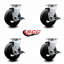 5 Inch Rubber on Cast Iron Swivel Caster Set with Roller Bearings and Brakes
