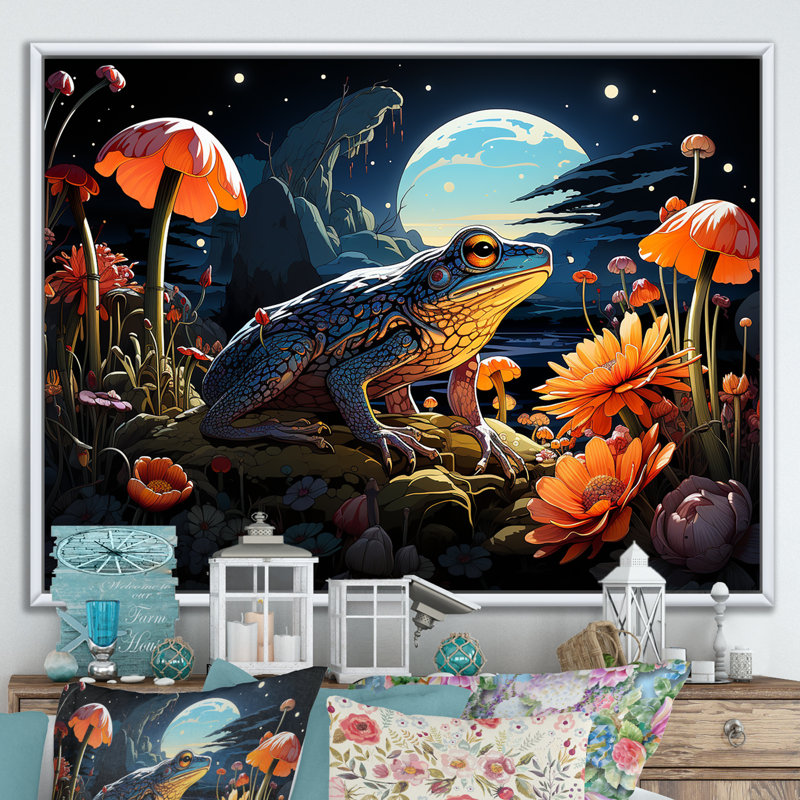 Cosmic Art Frog I - Frogs & Toads, impressions d'art mural, H 30 po x l 40 po x P 1,5 po, Cadre flottant blanc