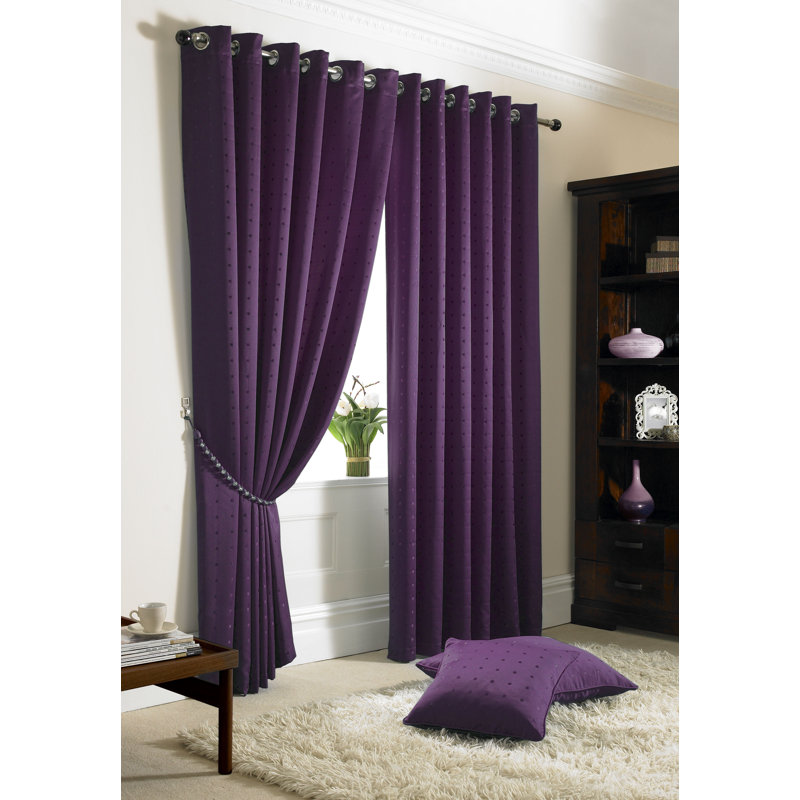 Norush Madison Eyelet Ring Top Curtains, 228 W x 274 D cm, Purple