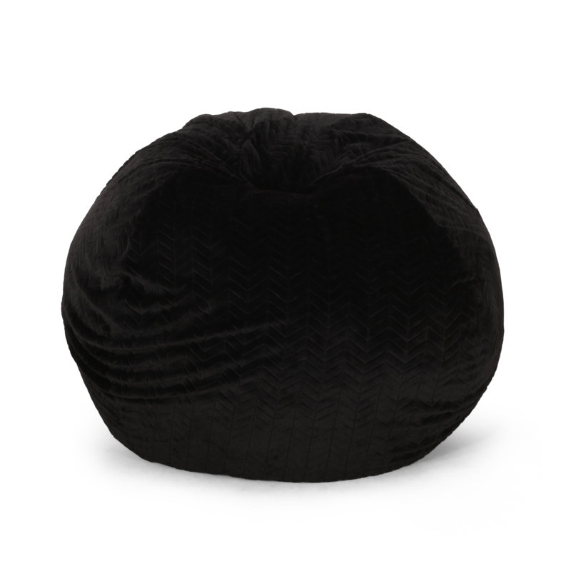 Petit fauteuil à billes arrondi en fausse fourrure de 5 pieds, Similifourrure noire