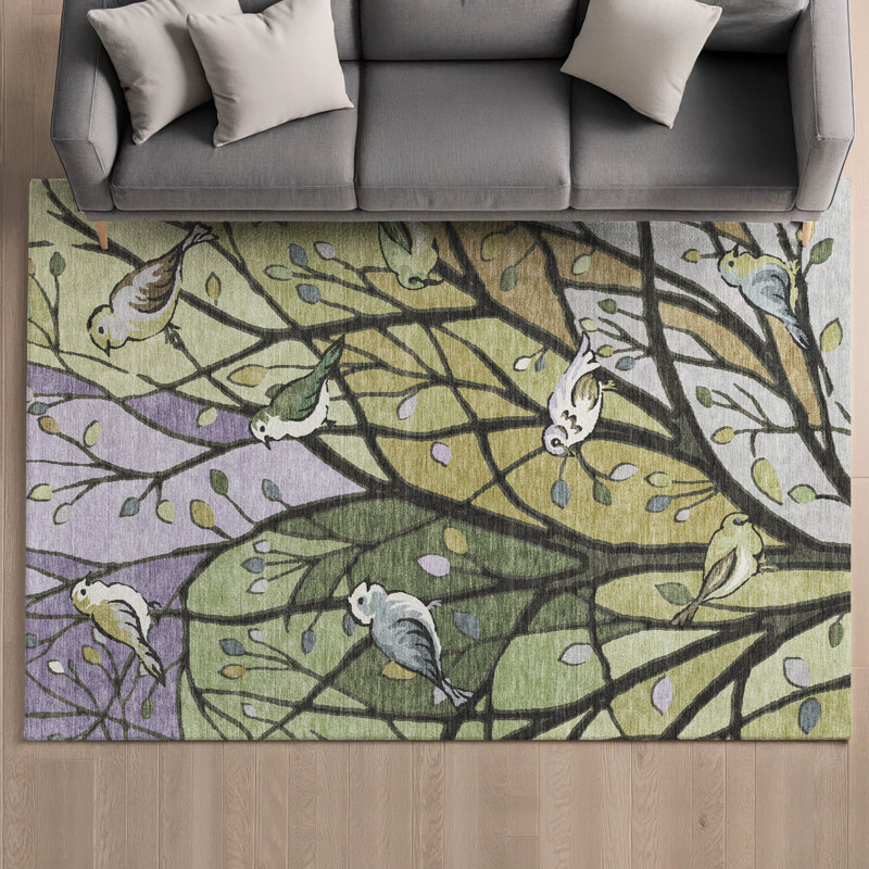 Tapis botanique de qualité supérieure lavable à la machine Mayfield AMF2336, Aloès, 9 pi x 12 pi