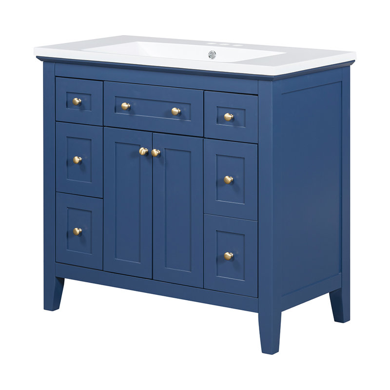 Ensemble de meuble-lavabo simple 36,01 po avec plateau en bois manufacturé Sullo