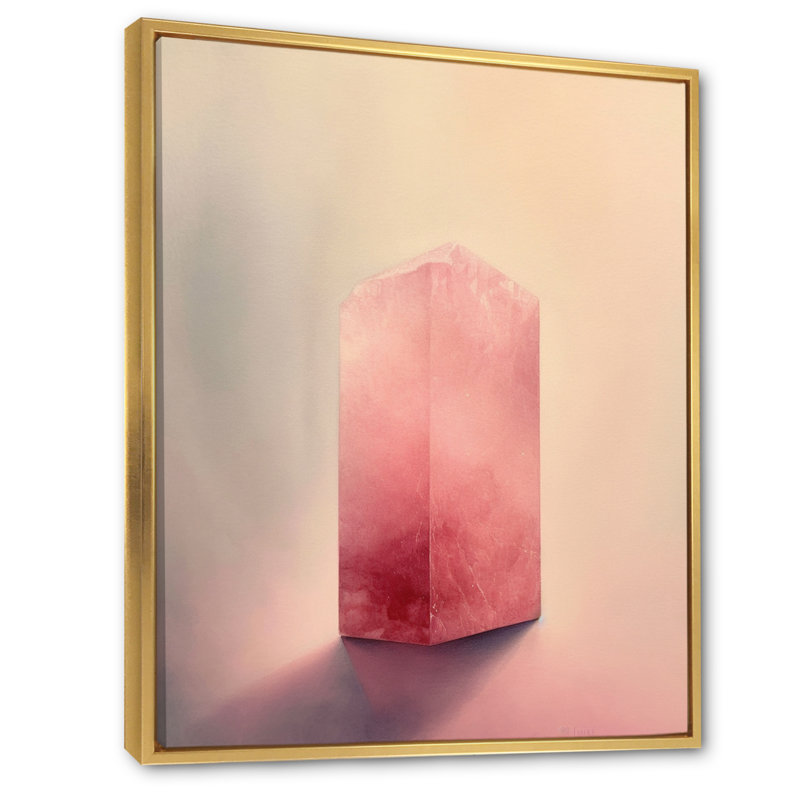 Décoration murale rose crème et minéral majestueux - géode de pierre, H 20 po x l 12 po x P 1 po, Cadre flottant doré