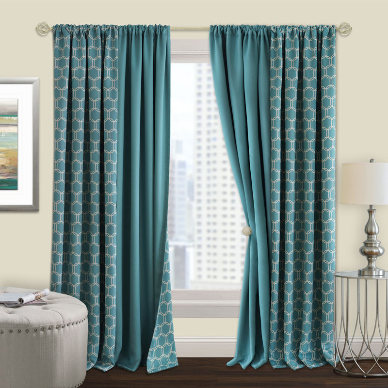 Crutcher Semi Sheer Curtain Single Panel, 50" W x 63" L, Turquoise