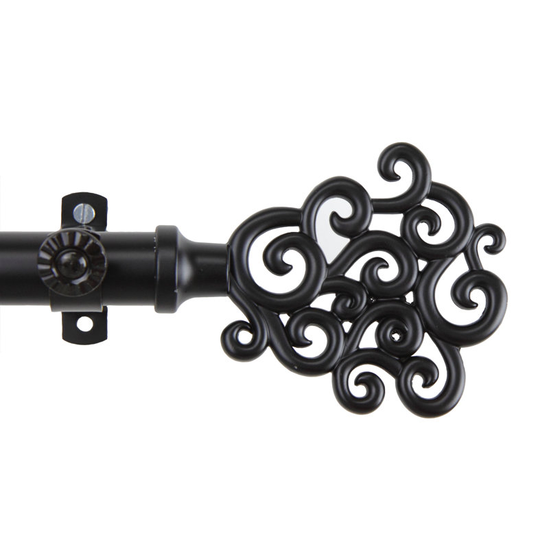 Tringle à rideaux simple Reinaldo, Noir, 18” - 28”