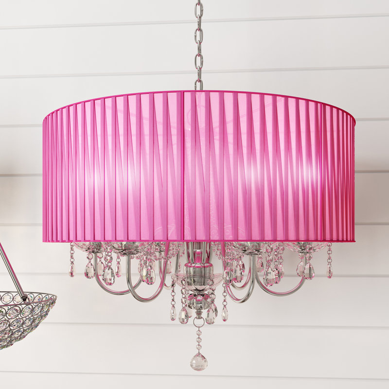 Laurent 8 - Light Drum Chandelier, Pink