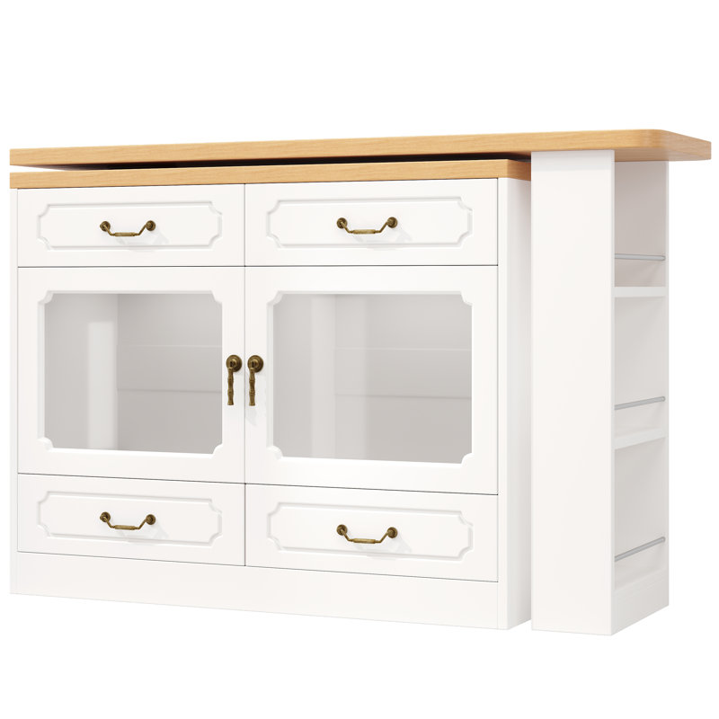Wood Kitchen Island, White