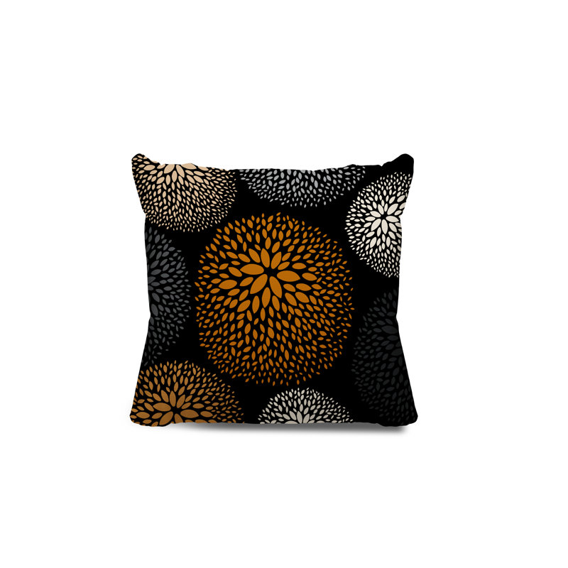 Housse et insert de coussin décoratif intérieur / extérieur Bavière, Orange / noir, H 19 po x l 19 po