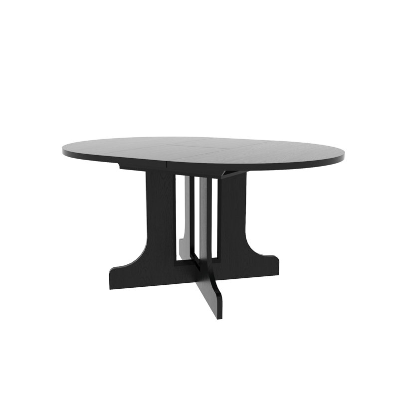 Table de salle à manger 59 po x 43 po ovale, extensible avec rallonge amovible, base en tréteau noir pour table de style, 6 sièges,