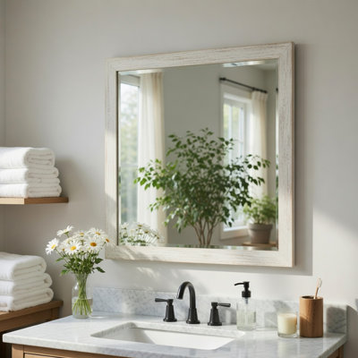 Miroir de coiffeuse Eby, finition bois blanc moderne, 40 x 40