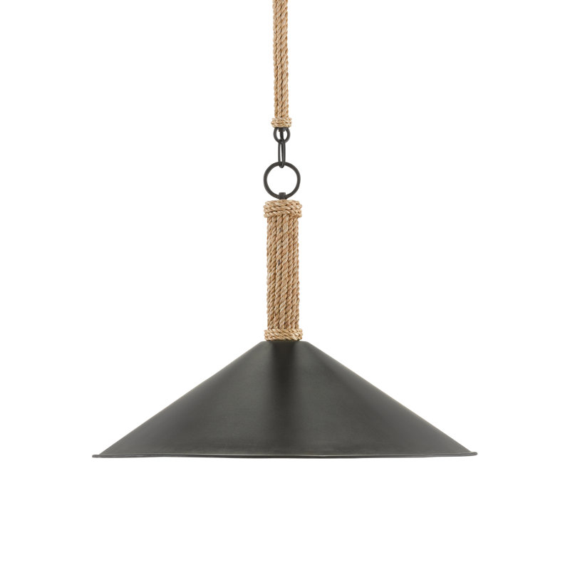 Ocracoke 1 - Light Single Cone Pendant with Rope Accents