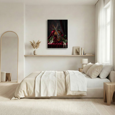 Ensemble de 1 tableau sur toile « Roses, violon »