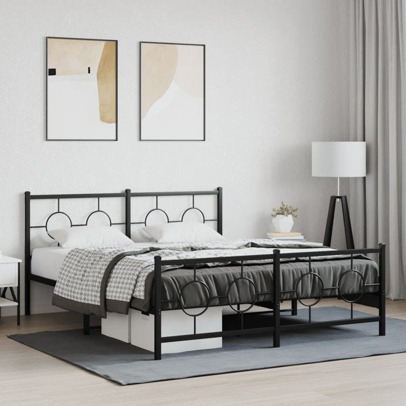 Metal Open-Frame Bed, Queen, Black