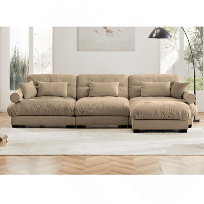 Super Comfort Oversized Modular Velvet Sectional Sofa Couch With Movable Ottoman