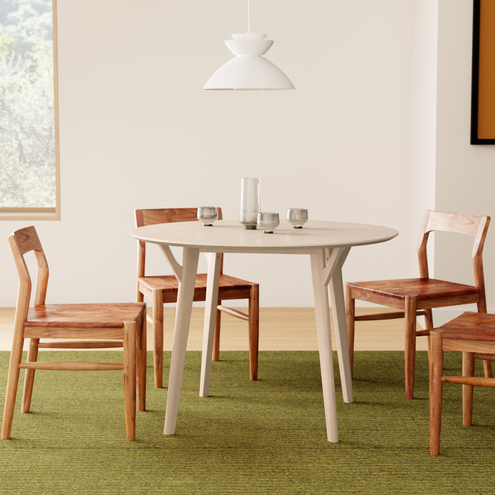 Evanston 42" Dining Table, White Wash