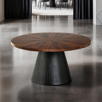 Table basse ronde de style contemporain avec base cylindrique